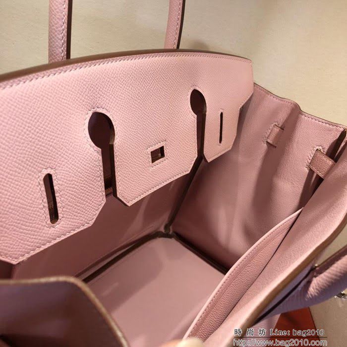 HERMES愛馬仕 鉑金包 Birkin 30cm Epsom 3Q Rose Sakura 芭比粉 金扣 頂級工藝 全手工 蠟線縫製 時尚手提包  Ama1220